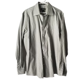 Eddie Bauer Wrinkle Resistant Relaxed Fit Button Down Green/White Plaid Shirt